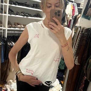 New Sundry By "Anthropologie" muscle Tee with embroidery